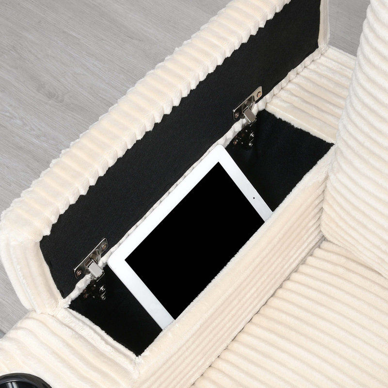 Canapé modulaire en L 104 po convertible gris en velours côtelé, canapé d'angle avec rangement pour accoudoirs, porte-gobelets et chargeur USB, coin irrégulier, canapé modulaire surdimensionné et confortable pour le salon et l’appartement