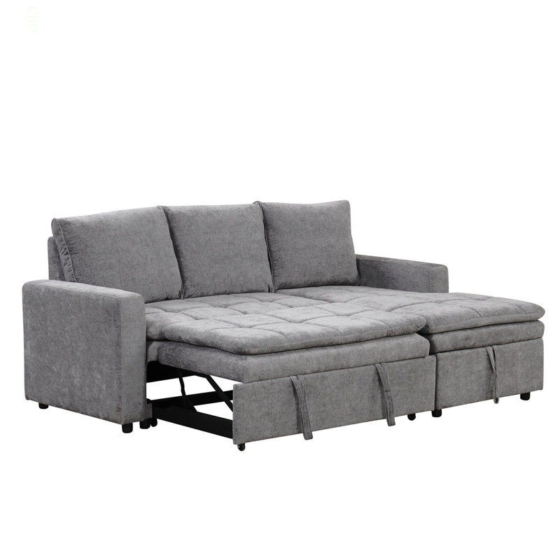 Canapé-lit modulaire rembourré avec espace de rangement, idéal pour les salons et les appartements., Polyester gris