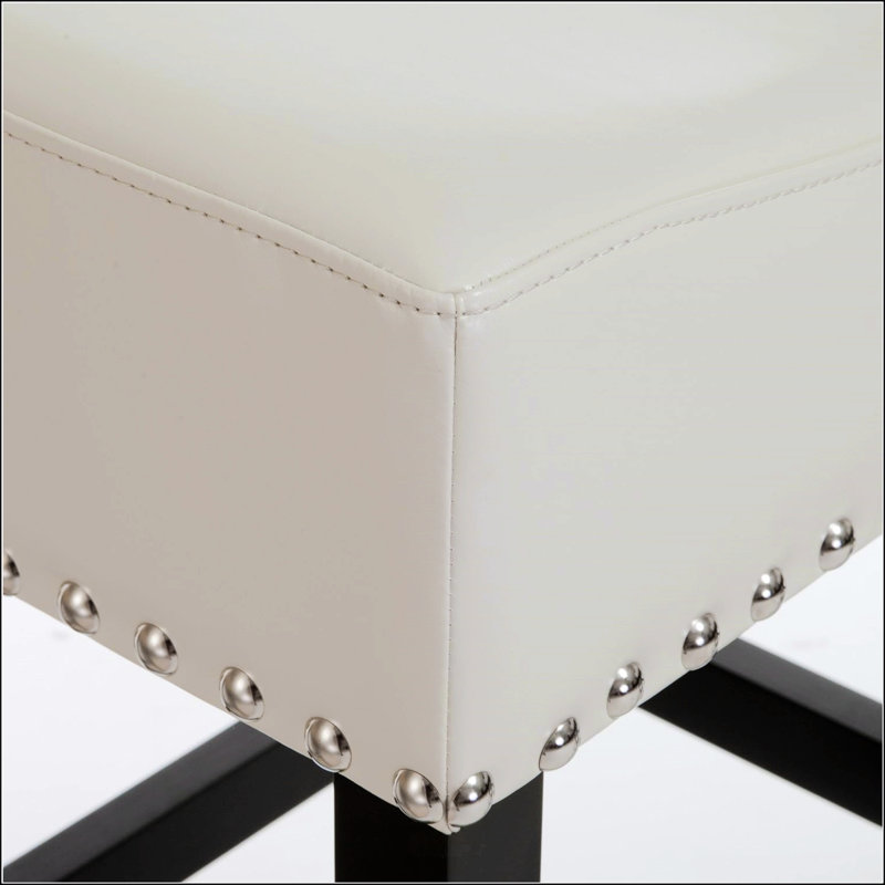 30-Inch Backless Ivory Leather Counter Stool