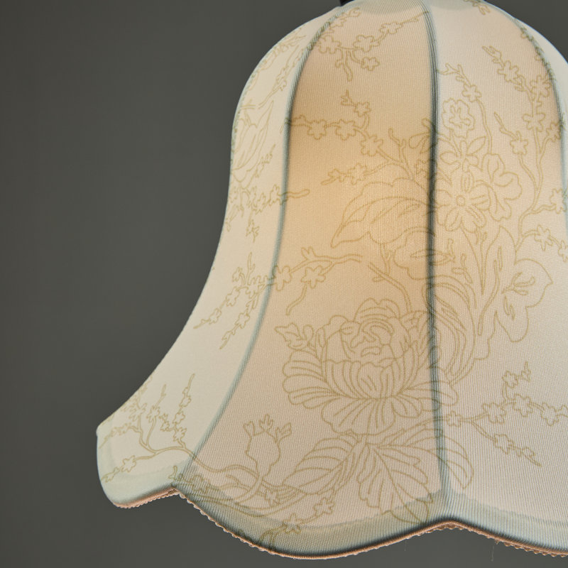 Luminaire suspendu 1 lumière en tissu brodé rétro, plafonnier rétro pastoral avec abat-jour cloche en forme de fleur, luminaire à cordon réglable pour salle à manger, îlot de cuisine, chambre à coucher
