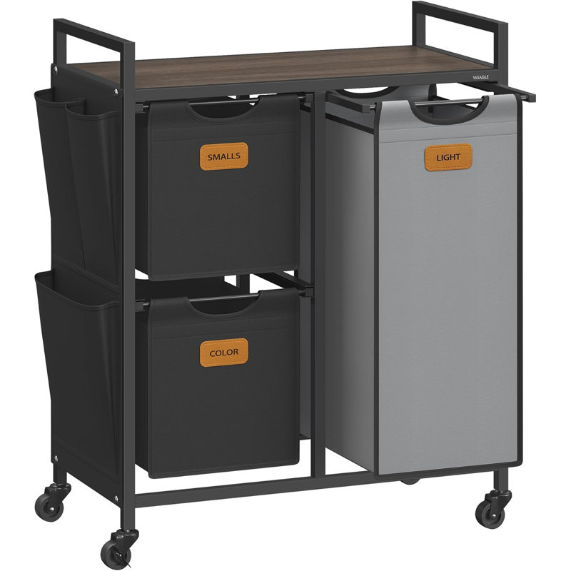 Rolling Laundry Cart With Shelves
