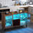 Ermo Wine Bar Cabinet with Led Light, Home Coffee Cabinet with Wine and Glass Rack-335851478
