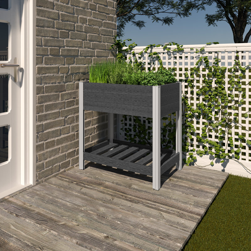 Slate Gray Elevated Vinyl Herb Garden Planter