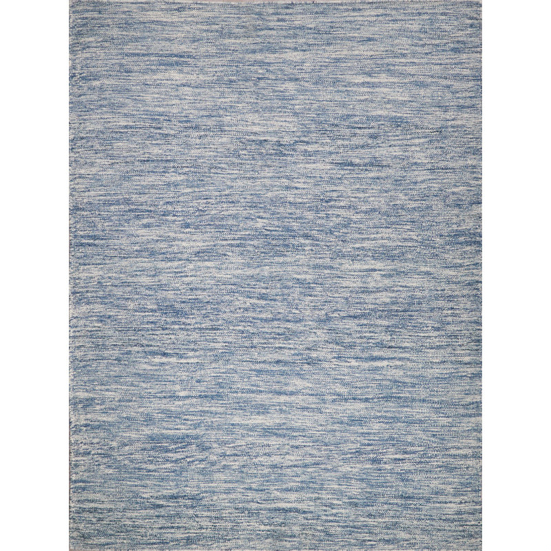 Tranquility flatweave Wool/Mohair Beige Area Rug, Rectangle 8' x 10', Blue