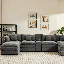 Canapé modulaire en chenille 142 pièces de 142,5 po avec console et ports USB, repose-pieds amovible-126616489