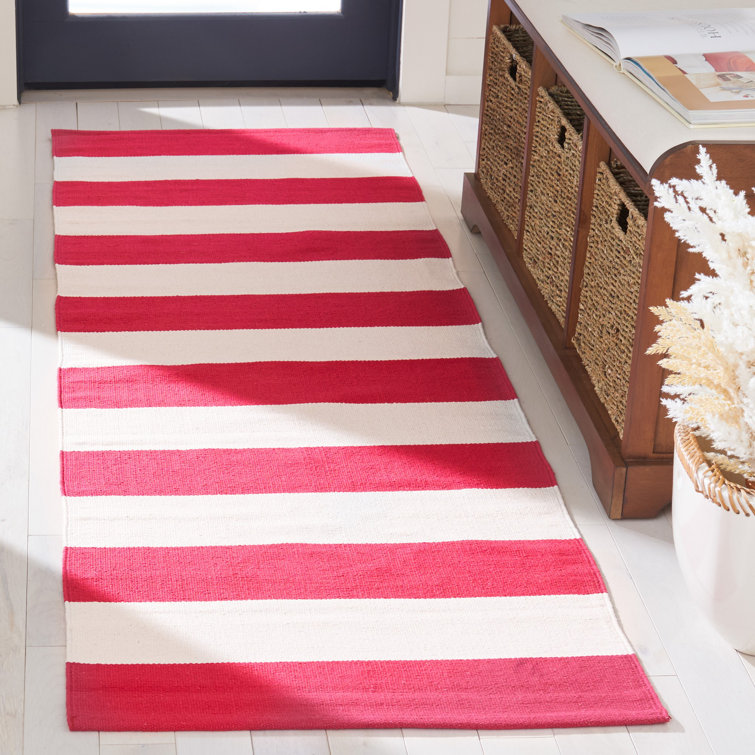 Brookvale Striped Hand-Woven Cotton Red/White Area Rug