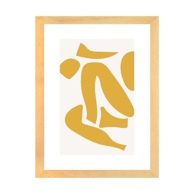 « Déconstruit jaune » par Mambo art studio-impression, H 24 po x l 16 po x P 1 po, Toile avec cadre en bois beige, Blanc