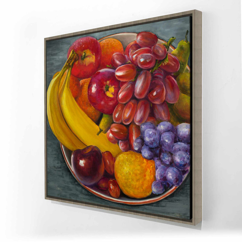 Toile grise hyperréaliste grise avec fruits - Art de la décoration intérieure