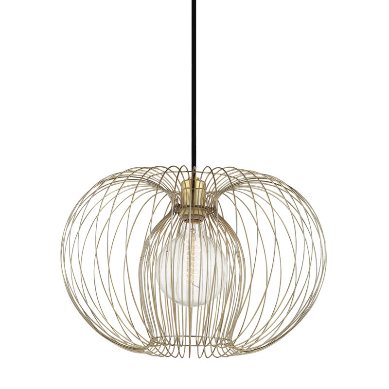 Jasmine 1 Light Pendant, 15" H x 17" W x 17" D, Polished Brass