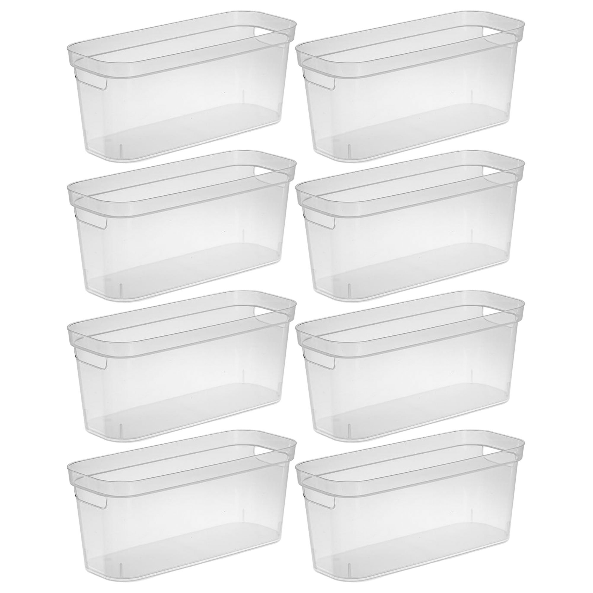 Clear Stackable Open Front Storage Bins with Bamboo Lids, Set of 2