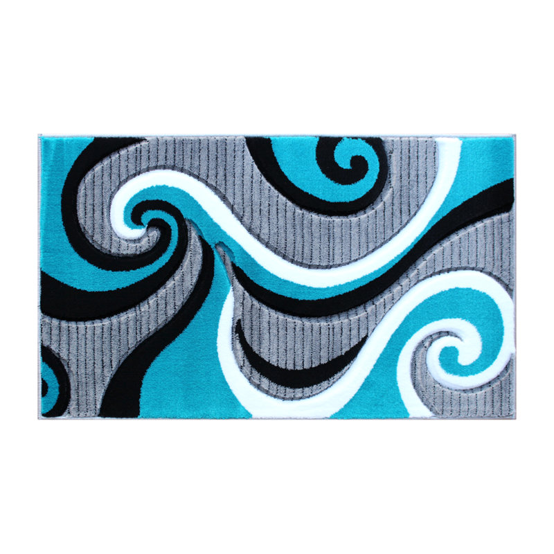 Tapis à motif abstrait tourbillon Skaghe, Rectangle 2 pi x 3 pi 4 po