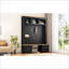Hall Tree Farmhouse 4 en 1 avec banc, crochets et amp; Tablettes réglables, noir | Panneau de particules | Noir