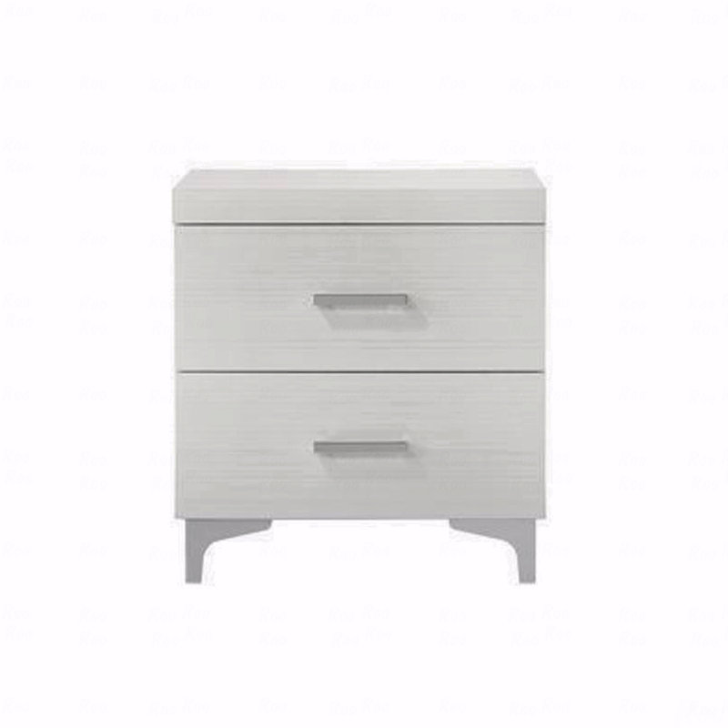 2-Drawers Bedroom Nightstand With Metal Legs