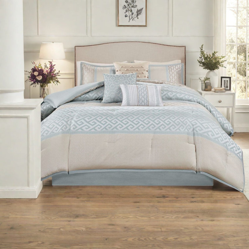 Ensembles de literie de luxe 7 pièces, jacquard en polyester pour une maison moderne