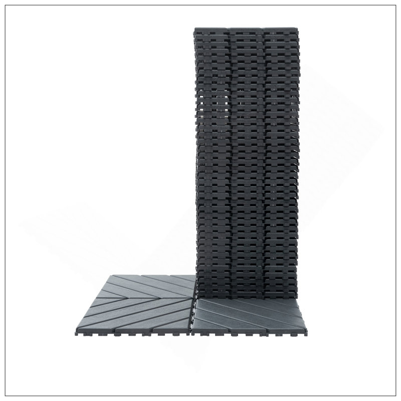 Carreaux de terrasse en plastique emboîtables, paquet de 44, 12 po x 12 po, imperméables et durables pour une utilisation extérieure et intérieure