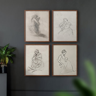 "Croquis rétro Lxxiv", 4 pièces sur papier