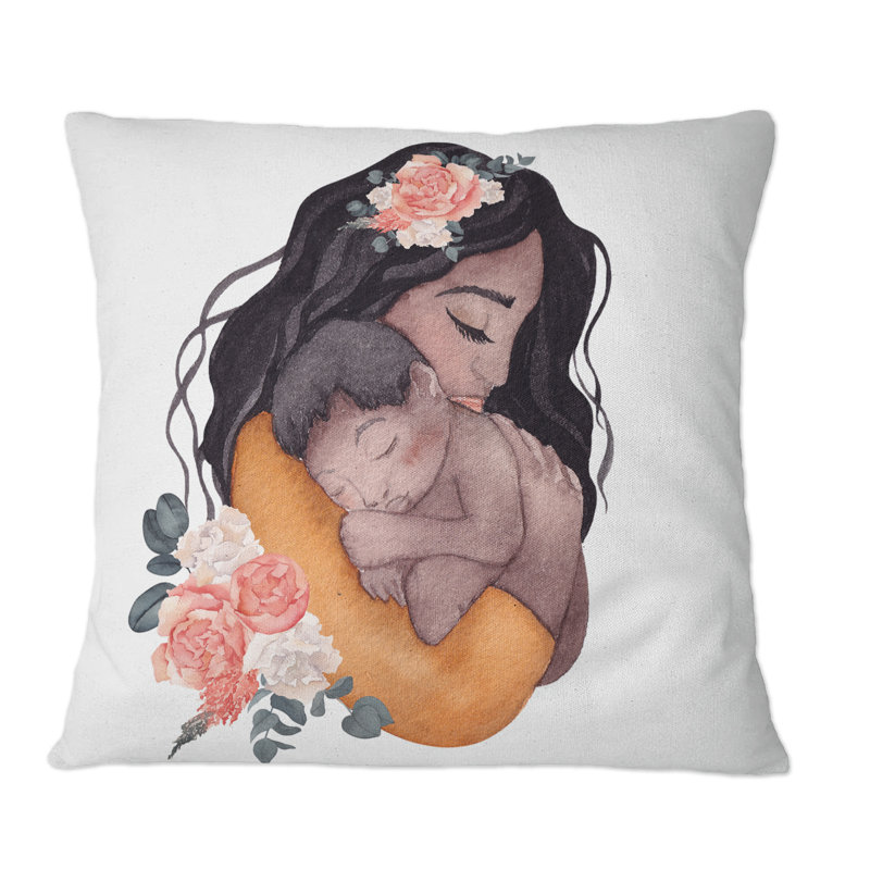 Young Pregnant Woman II - Glam Printed Throw Pillow, 16" x 16"
