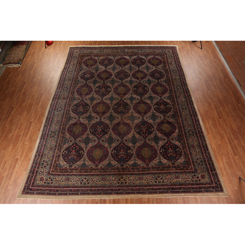 Tapis traditionnel antique à teinture végétale 13 x 17