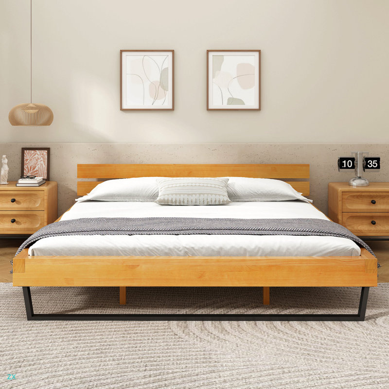Cadre de chambre à coucher de style pin très grand avec un savoir-faire robuste, Très grand lit
