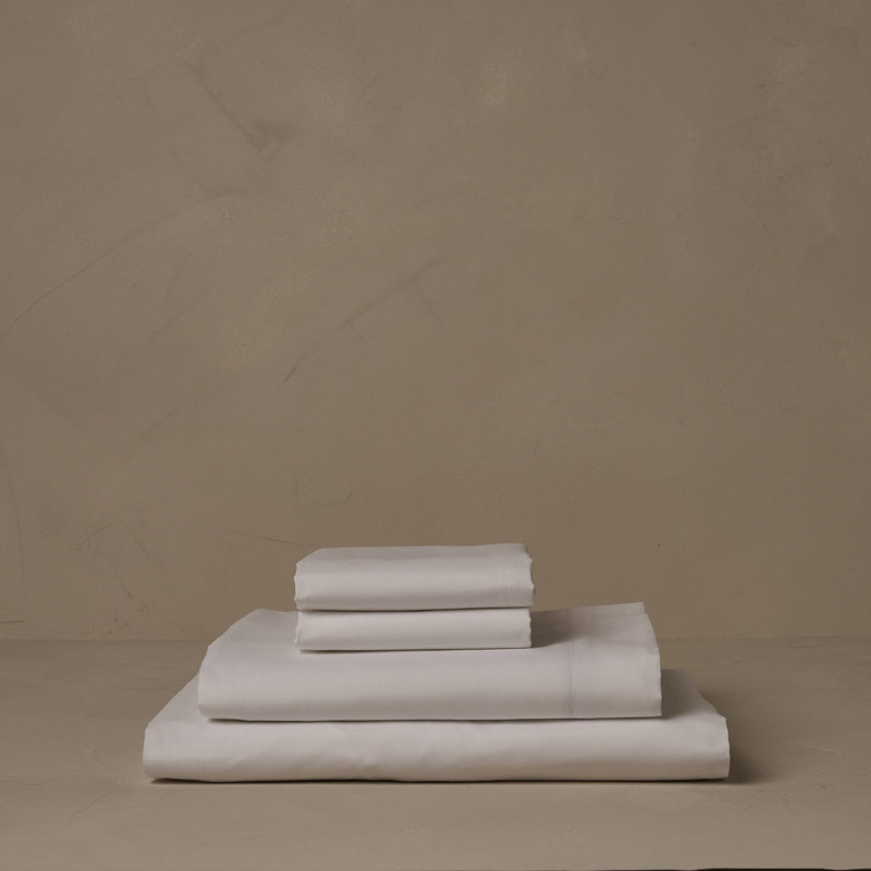 Americano Percale Sheet Set, White, Queen Sheet Set with 2 Standard Pillowcases