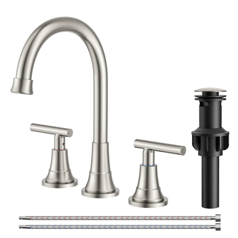 Widespread 2-handle Bathroom Faucet With Drain Assembly, Brushed Nickel