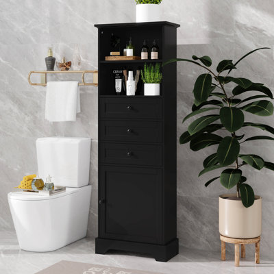 67.3 Inch Tall Floor Bathroom Storage Cabinet With 3 Drawers, One Door, And Adjustable Shelves For Bathroom, Office