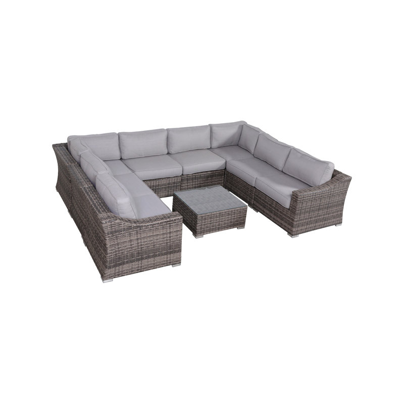Biles Wicker Fully Assembled 6 - Person Seating Group with Cushions, Mixed Grey