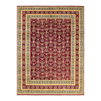 Tapis traditionnel rouge noué à la main de conception unique 8 pi x 10 pi 7 po Keller