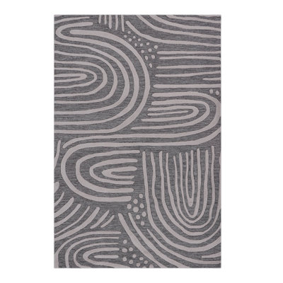 Abstract Area Rug in Gray/Ivory