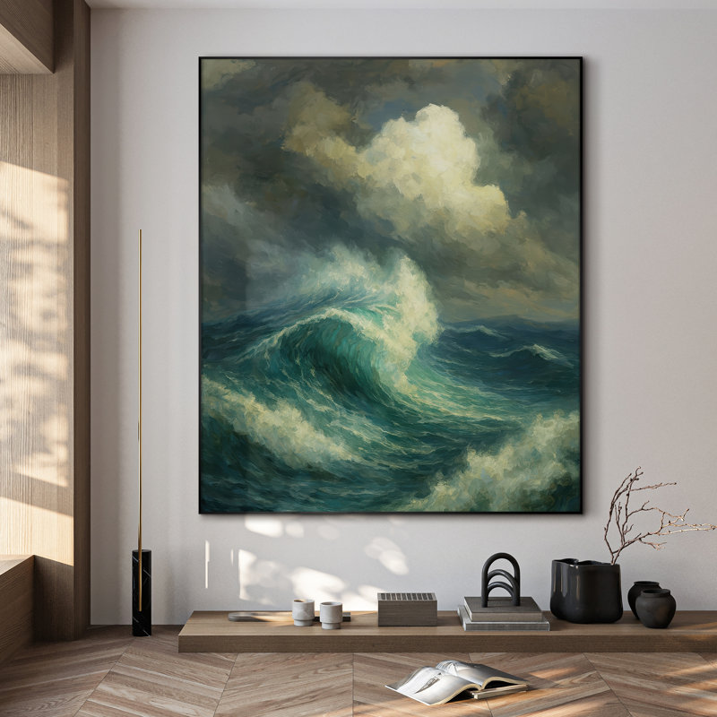 Très grande reproduction d'art sur toile - Paysage côtier de Ocean Beach, H 46 po x l 36 po