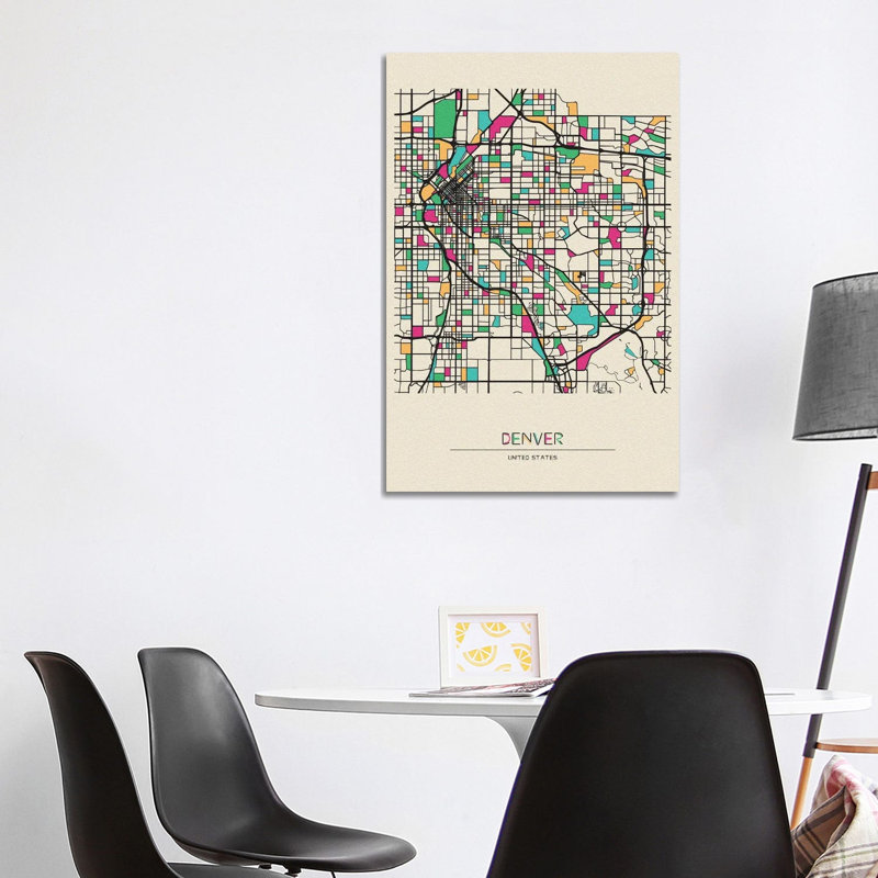 Denver, Colorado Map by Ayse Deniz Akerman - Wrapped Canvas Print, 101.6 cm H x 66.04 cm W x 3.175 cm D