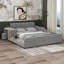 Lit tapissier double Ilyne, lit pour mère et enfant avec bureau de chevet et petit tabouret rond-131025354-168072809
