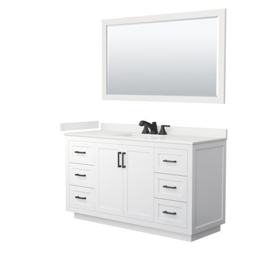 Miranda 60" Freestanding Single Bathroom Vanity with Quartz Top with 58" Mirror