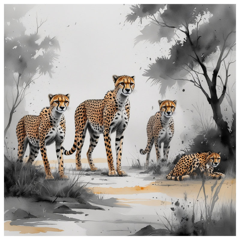 Rideaux de douche Cheetah Family Illustration, L 70 po x H 93 po