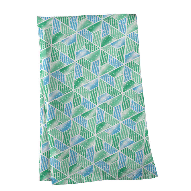 Torchon trapézoïde, Polyester sergé, Vert/bleu