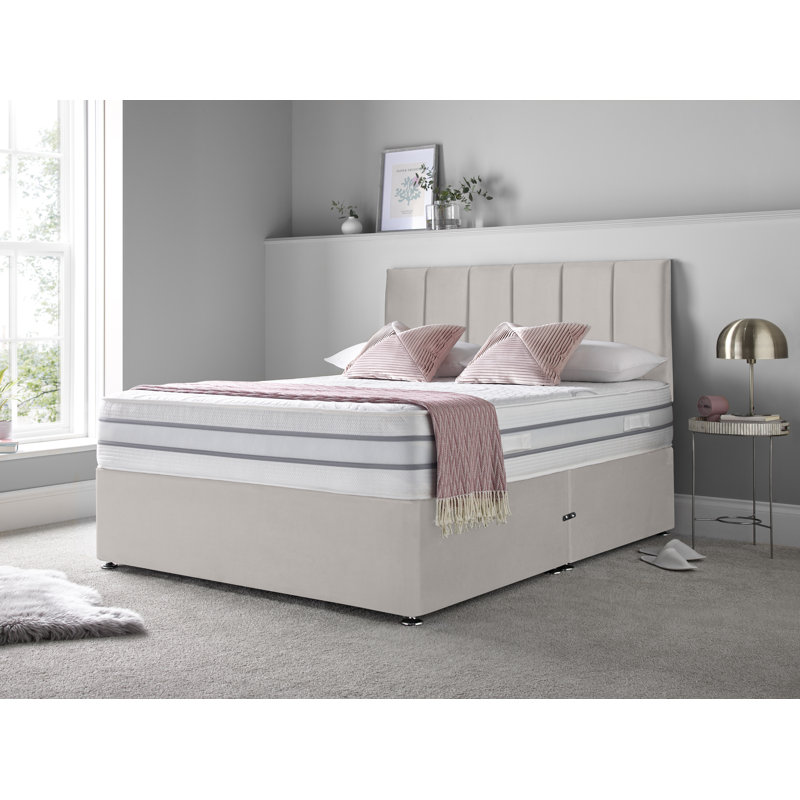 Kuhle Divan Bed Set, Left Side Drawers, Double (4'6), Silver