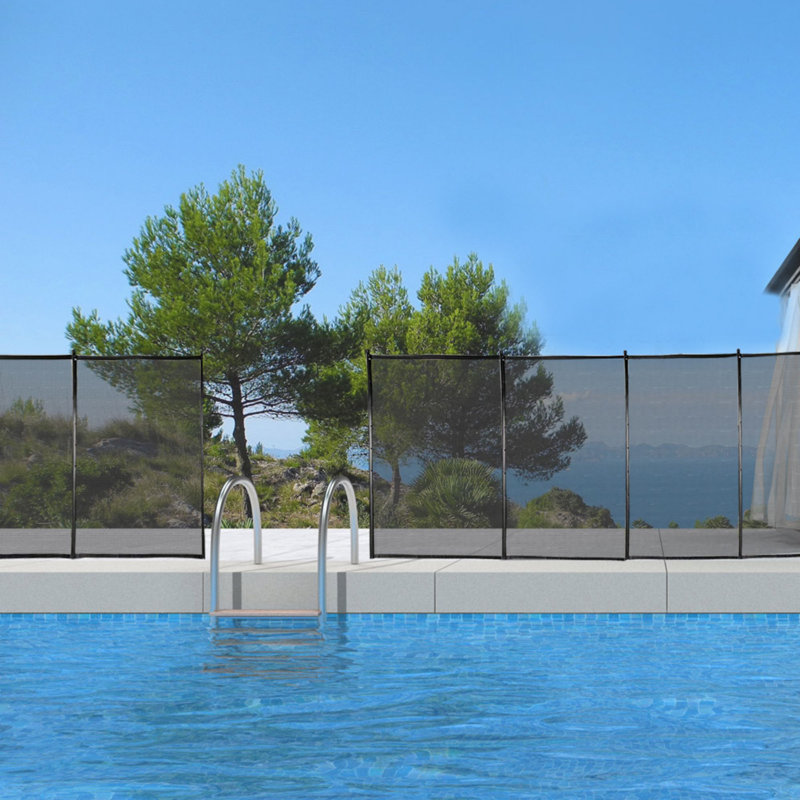 Clôture de piscine extérieure avec barrière en filet amovible, pour piscines creusées, jardin et patio, noir