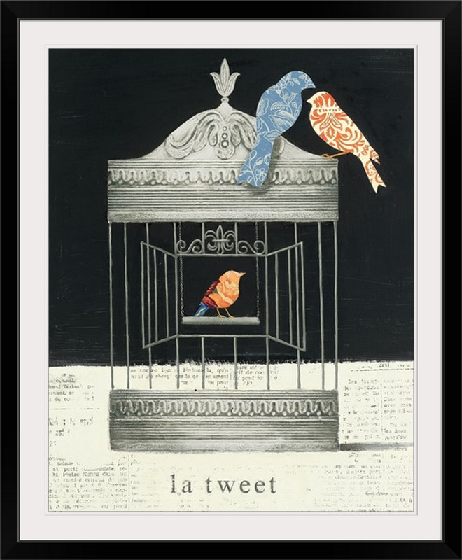 « la tweet », impression, H 28 po x l 24 po x P 1 po, Cadre noir
