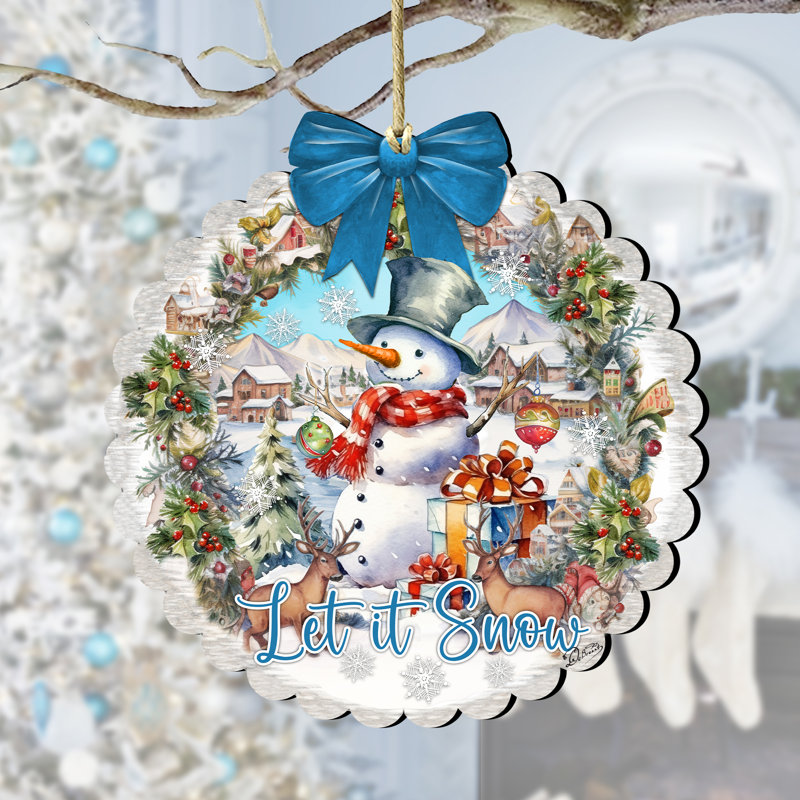 Ornement en bois Let It Snow