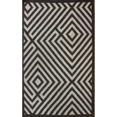 Tapis brun à motif géométrique Maiorano