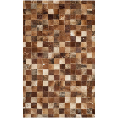 Tapis en cuir brun / brun clair Barr