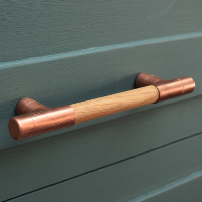 Copper Handle With Oak T-Shaped