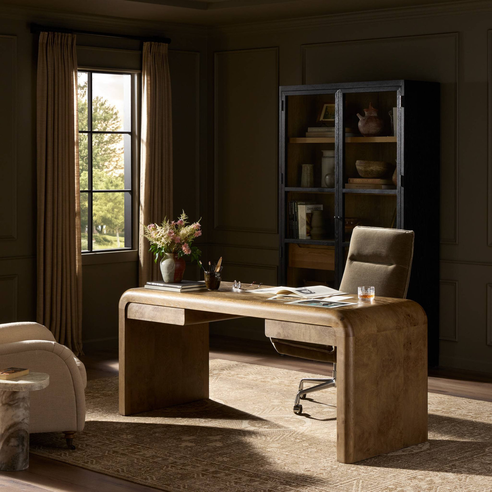 Daven Desk-Rye Medium Burl Oak Veneer