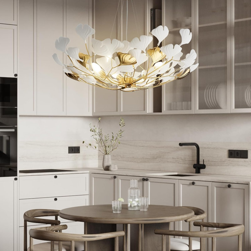 Lustre en céramique à 6 lumières en forme de branche L 31,5 pouces Kimberland, Doré