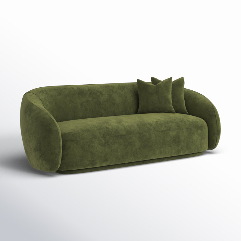 Poole 86" Fabric Sofa in Distressed Green Velvet, Distressed Green Velvet