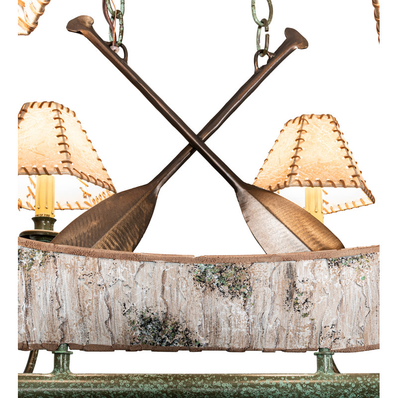35" Long Personalized Canoe 4 Light Chandelier