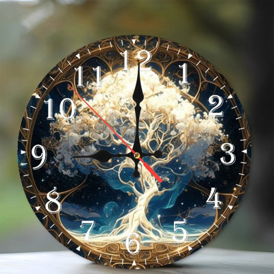 Horloge murale en bois 10 po, mouvement silencieux, à piles (piles AA non incluses), décor artistique, parfait pour les décorations