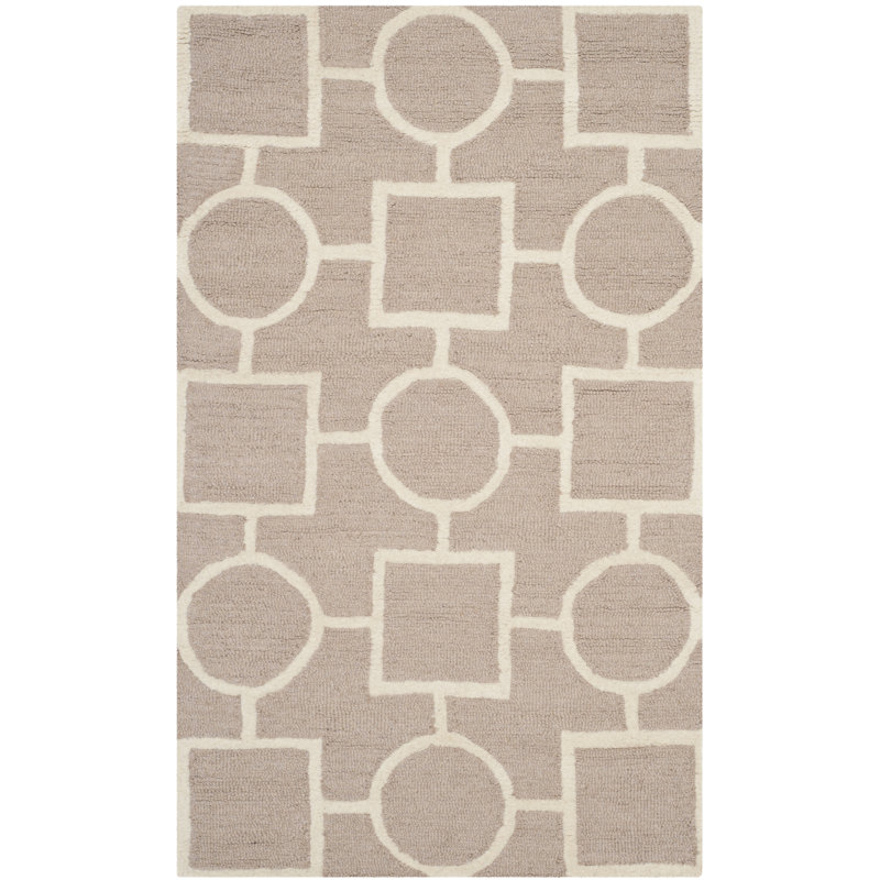 Deedgra Hand Tufted Wool Geometric Rug, Rectangle 5' x 8'