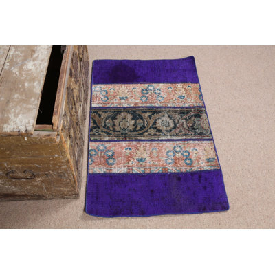 Vintage Turkish Rug in Unique Purple For Entryway Decor Makes An Ideal Elegant Door Mat And Gift Idea