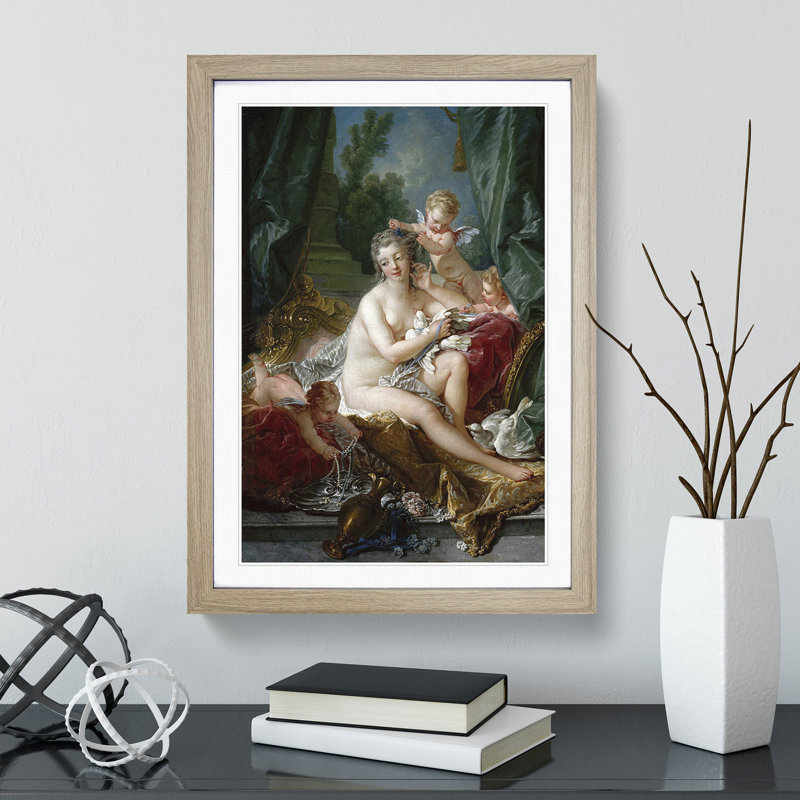Seated with Cupids by Francois Boucher - Picture Frame Painting, 48cm H x 36cm W x 2cm D, Oak Framed